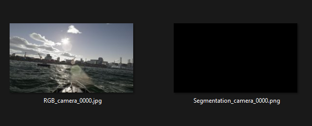 Panoptic segmentation mask visualized alongside its rendered frame