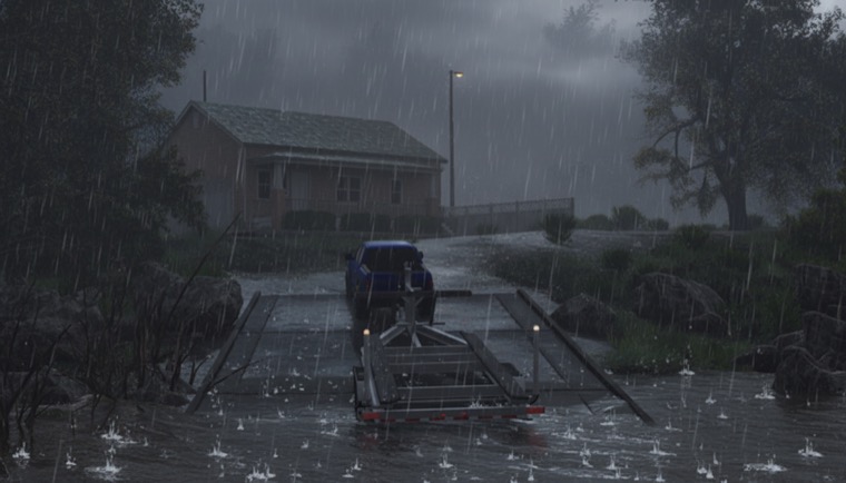Synthetic maritime scene, rain conditions